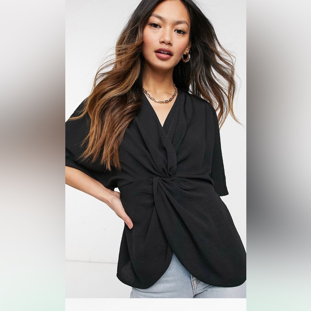Asos knit front top black